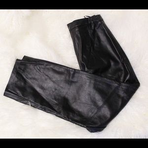 Women's Black Leather Pants High Rise Mom Petite